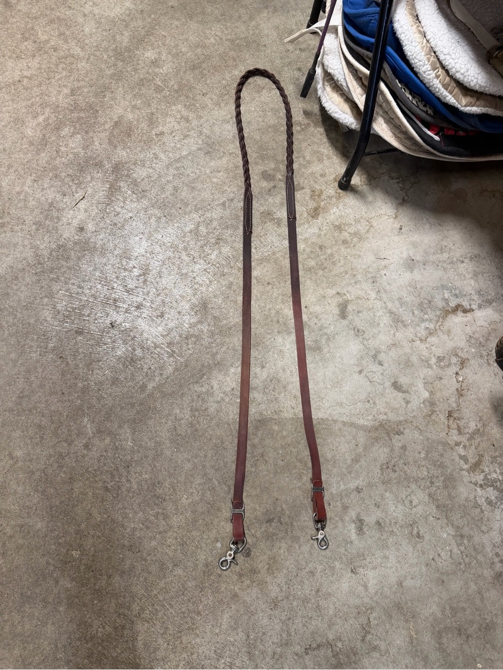 Braided Leather Barrel/Roping Reins Brown